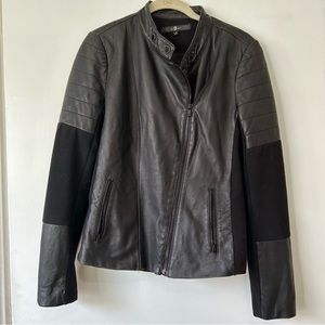 7 For All Mankind Black Leather Moto Jacket M
